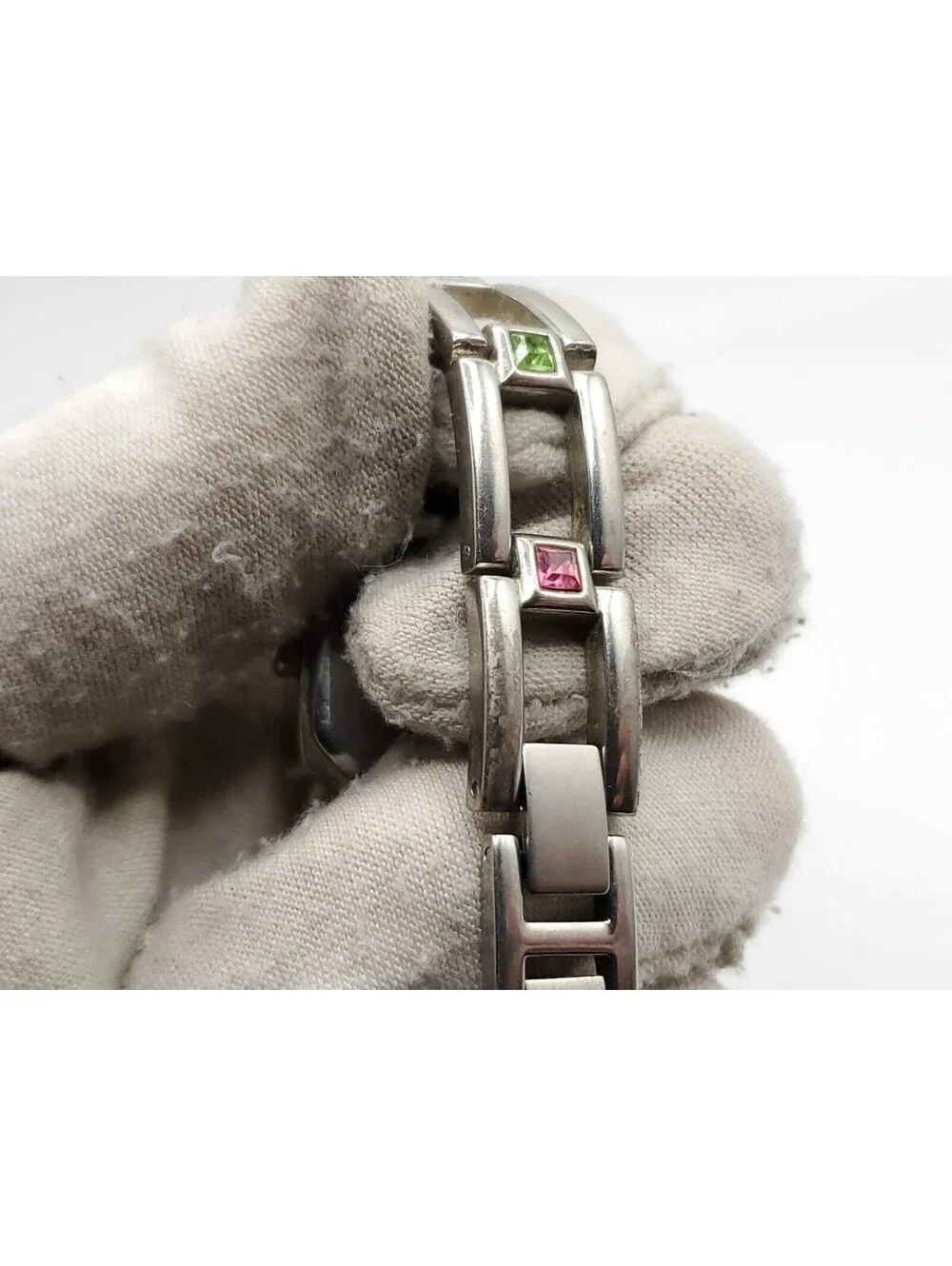 Gloria Vanderbilt Quartz Watch Womens New Battery Silver Tone Square 19mm